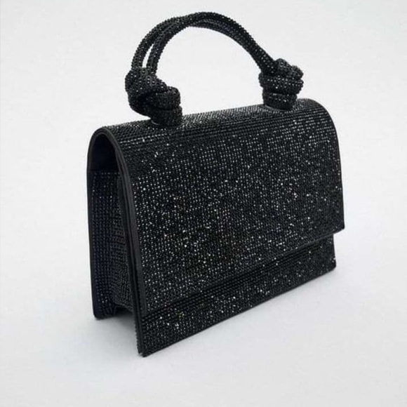 Zara Handbags - Zara Elegant Black shimmery rhinestone Handbag Croasbody Party Evening Holiday